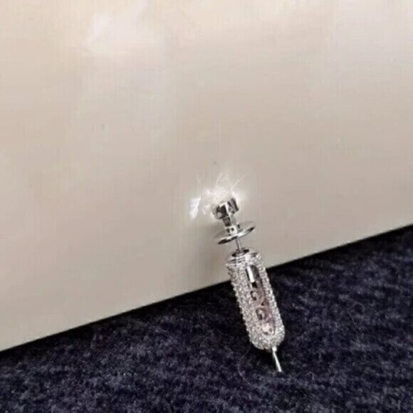 Punk Style Unique Dangle Earrings, Rhinestone Embellished - Picture 8 of 9